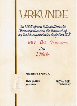 Urkunde 1989 (Klick um es zu vergrößern) Urkunde 1989